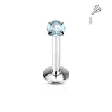 Prong Set Round 3 mm CZ Labret Cartilage Helix Conch Piercing 16G