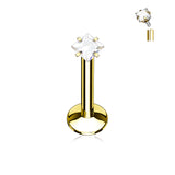 Square CZ Prong Set Gold Black Labret Monroe Daith Tragus Helix Stud