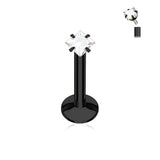 Square CZ Prong Set Gold Black Labret Monroe Daith Tragus Helix Stud