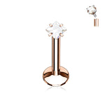 Square CZ Prong Set Gold Black Labret Monroe Daith Tragus Helix Stud