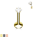 Square CZ Prong Set Gold Black Labret Monroe Daith Tragus Helix Stud