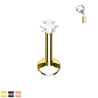 Square CZ Prong Set Gold Black Labret Monroe Daith Tragus Helix Stud