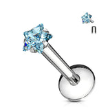 3 mm Star CZ Prong Set Surgical Steel Labret Monroe Daith Tragus Helix Stud