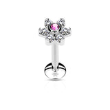 CZ Flower Internal Threaded Labret Monroe Daith Tragus Helix Stud