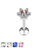 CZ Flower Internal Threaded Labret Monroe Daith Tragus Helix Stud