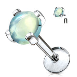 4 mm Semi Precious Stone Prong Set Lip Labret Cartilage Tragus Stud Rings