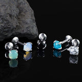 4 mm Semi Precious Stone Prong Set Lip Labret Cartilage Tragus Stud Rings