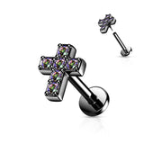 CZ Cross All Surgical Steel Labret Tragus Helix Ear Cartilage Studs