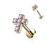 CZ Cross All Surgical Steel Labret Tragus Helix Ear Cartilage Studs
