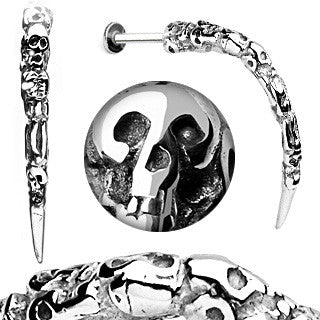 Skull Carved Long Claw Lip Labret 316L Surgical Steel