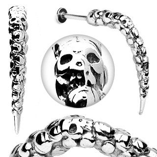 Artistic Skull Carved Long Claw Labret 316L Surgical Steel