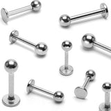 Basic 316L Surgical Steel Ball Labret Studs 18GA