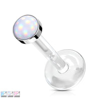 Illuminating Stone Set Surgical Steel Top Bio Flex Shaft Ear Cartilage Lip Monroe 16G
