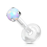 New Design Opal Ball Prong Set Push In Bio Flex Lip Labret Ear Cartilage