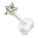 Prong Set CZ Star Top Push In Flex abret Monroe Daith Tragus Helix