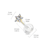 Prong Set CZ Star Top Push In Flex abret Monroe Daith Tragus Helix
