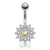 Petite CZ Flower Surgical Steel Navel Belly Button Rings