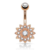 Petite CZ Flower Surgical Steel Navel Belly Button Rings