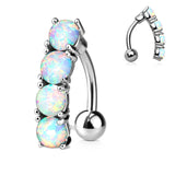 Vertical Drop Top Down Opal Set Belly Button Navel Rings