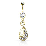 Infinity Drop with Paved Gems Dangle Navel Belly Button Ring