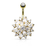 Dahlia CZ Cluster 14K Gold Plated Navel Belly Button Ring