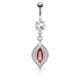 Chandelier Red CZ Surgical Steel Dangle Navel Belly Button Ring
