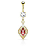 Chandelier Red CZ Surgical Steel Dangle Navel Belly Button Ring