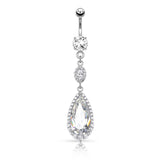 Teardrop CZ Chandelier Dangle Navel Belly Button Ring