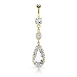 Teardrop CZ Chandelier Dangle Navel Belly Button Ring