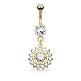 Claw Set CZ Dangle Surgical Steel Belly Button Navel Rings