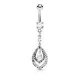 Pear CZ Dangle 316L Surgical Steel Belly Button Navel Rings