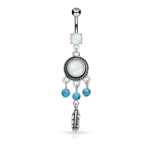 Opal Turquoise Beads Dream Catcher Dangle Belly Button Navel Rings