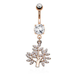 Life Tree CZ Dangle Belly Button Navel Rings