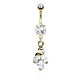 Cluster CZ Peacock Dangle Round Prong Set CZ Belly Button Navel Rings