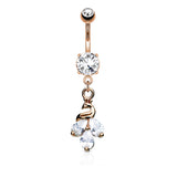 Cluster CZ Peacock Dangle Round Prong Set CZ Belly Button Navel Rings