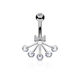 Ribbon and CZ Fan Belly Button Navel Rings