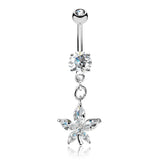Marquise CZ Petal Flower Dangle Belly Button Navel Rings