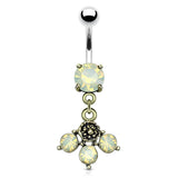 Opal Antique Surgical Steel Navel Belly Button Ring