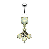 Opal Antique Surgical Steel Navel Belly Button Ring