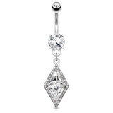 Dia CZ Dangle Surgical Steel Navel Belly Button Ring