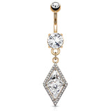 Dia CZ Dangle Surgical Steel Navel Belly Button Ring