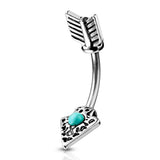 Turquoise Tribal Arrow Surgical Steel Navel Belly Button Ring