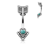 Turquoise Tribal Arrow Surgical Steel Navel Belly Button Ring
