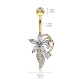 Marquise CZ Flower CZ Cluster Stem Bouquet Navel Belly Button Rings