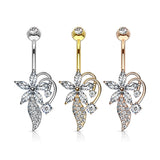 Marquise CZ Flower CZ Cluster Stem Bouquet Navel Belly Button Rings