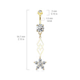Multi CZ Flower Dangle Surgical Steel Navel Belly Button Rings