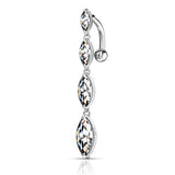 Four Marquise CZ Vertical Drop Top 14kt Gold Plated Navel Belly Button Ring