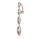 Four Marquise CZ Vertical Drop Top 14kt Gold Plated Navel Belly Button Ring