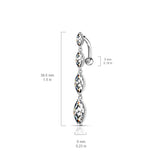 Four Marquise CZ Vertical Drop Top 14kt Gold Plated Navel Belly Button Ring