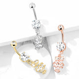 CZ Owl With Heart Shaped Dangle Navel Belly Button Ring